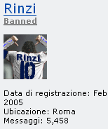 rinzi bannato dal forum GT